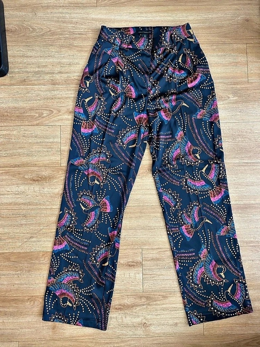 House of Harlow 1906 Wide Leg Printed Pants Blue & Pink Size 6